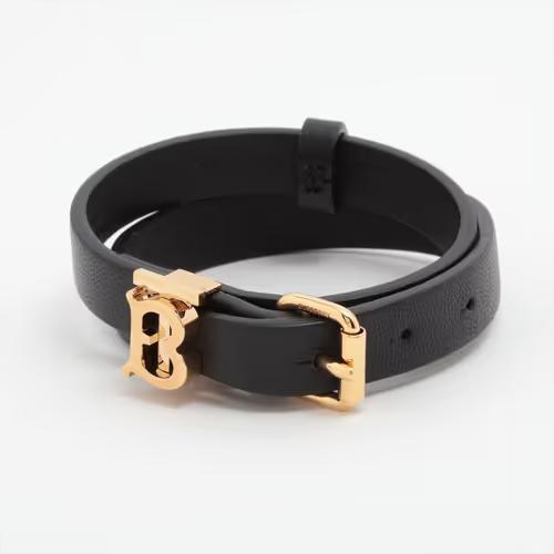 美品】バーバリー ブレスレット レザー TBロゴ ゴールド金具 袋