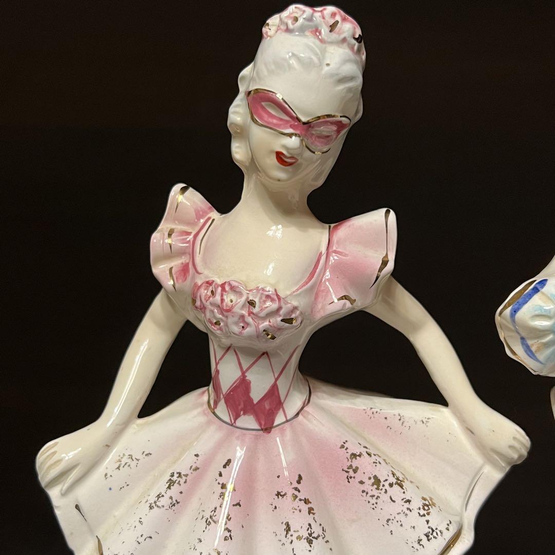 50s ビンテージ ハーレクイン フィギュリン ペア 特大 ミッドセンチュリー