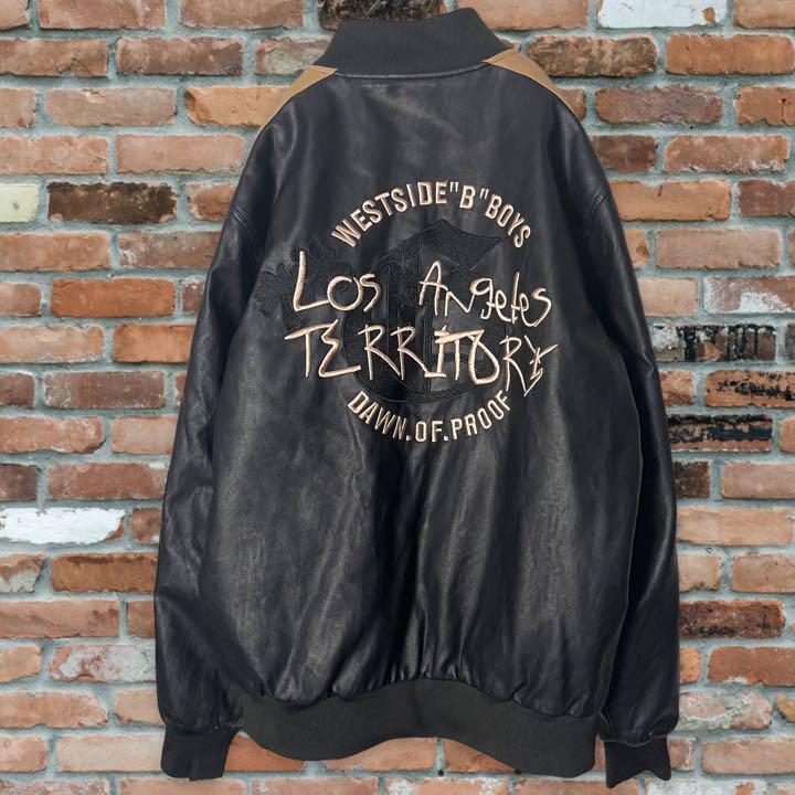 レア】LosAngeles Territory 刺繍デザイン レザースタジャン