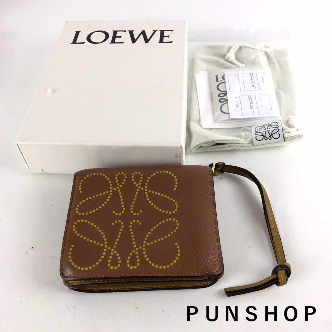 ロエベ LOEWE アナグラム コンパクト 財布 ブラウン レディース ブランド