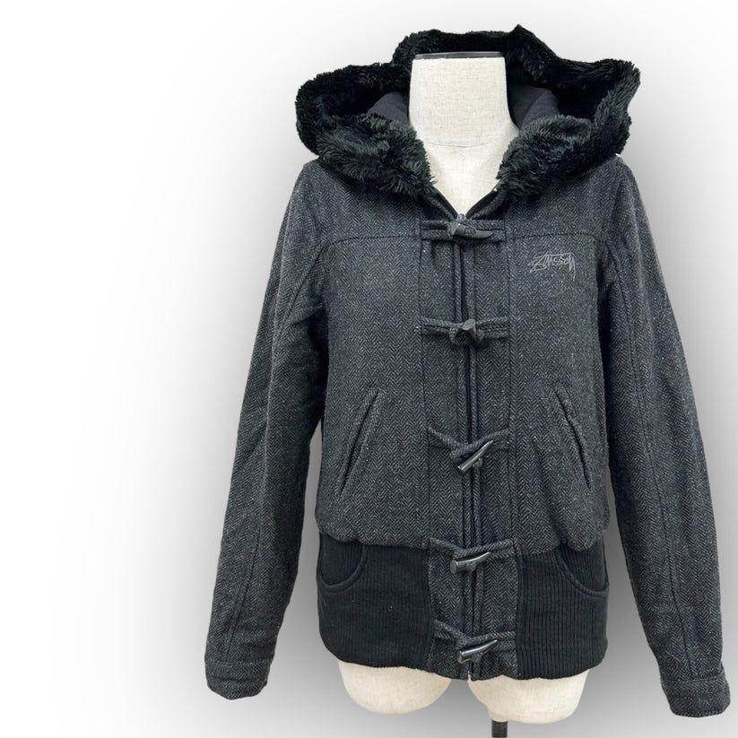 STUSSY ツイード ダッフル フード付きコート サイズM グレー