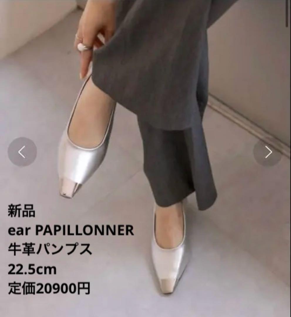 ear PAPILLONNER ポイントトゥパンプス シルバー　22.5