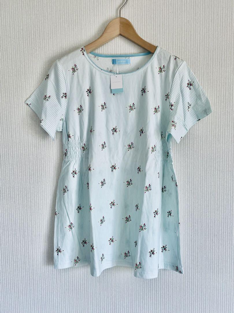 未使用タグ付き　KID BLUE 半袖水色 ストライプ 花柄 ルームウェア