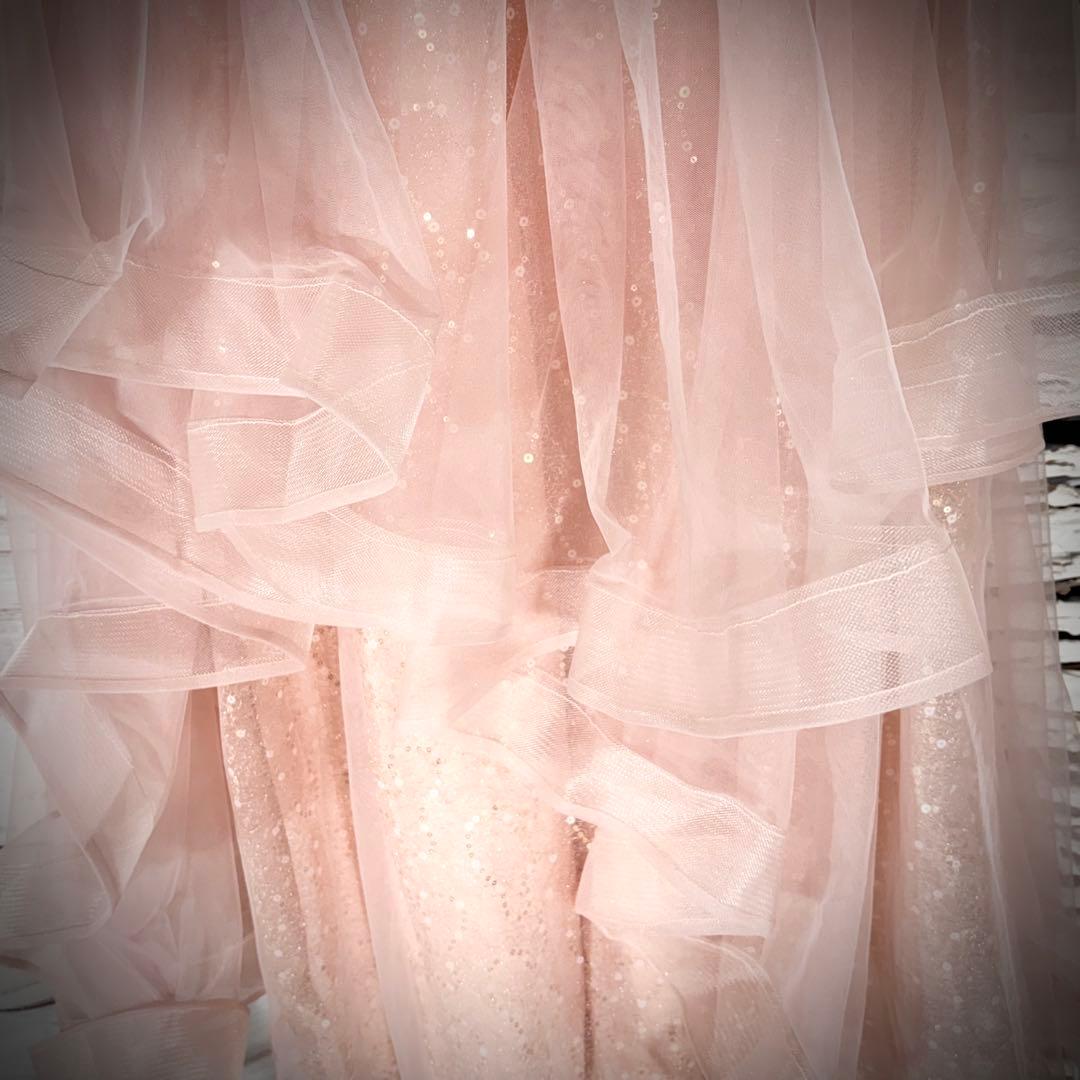 【値札付き‼️新品未使用】ピンク カラーロングドレス　発表会　二次会　演奏会　L