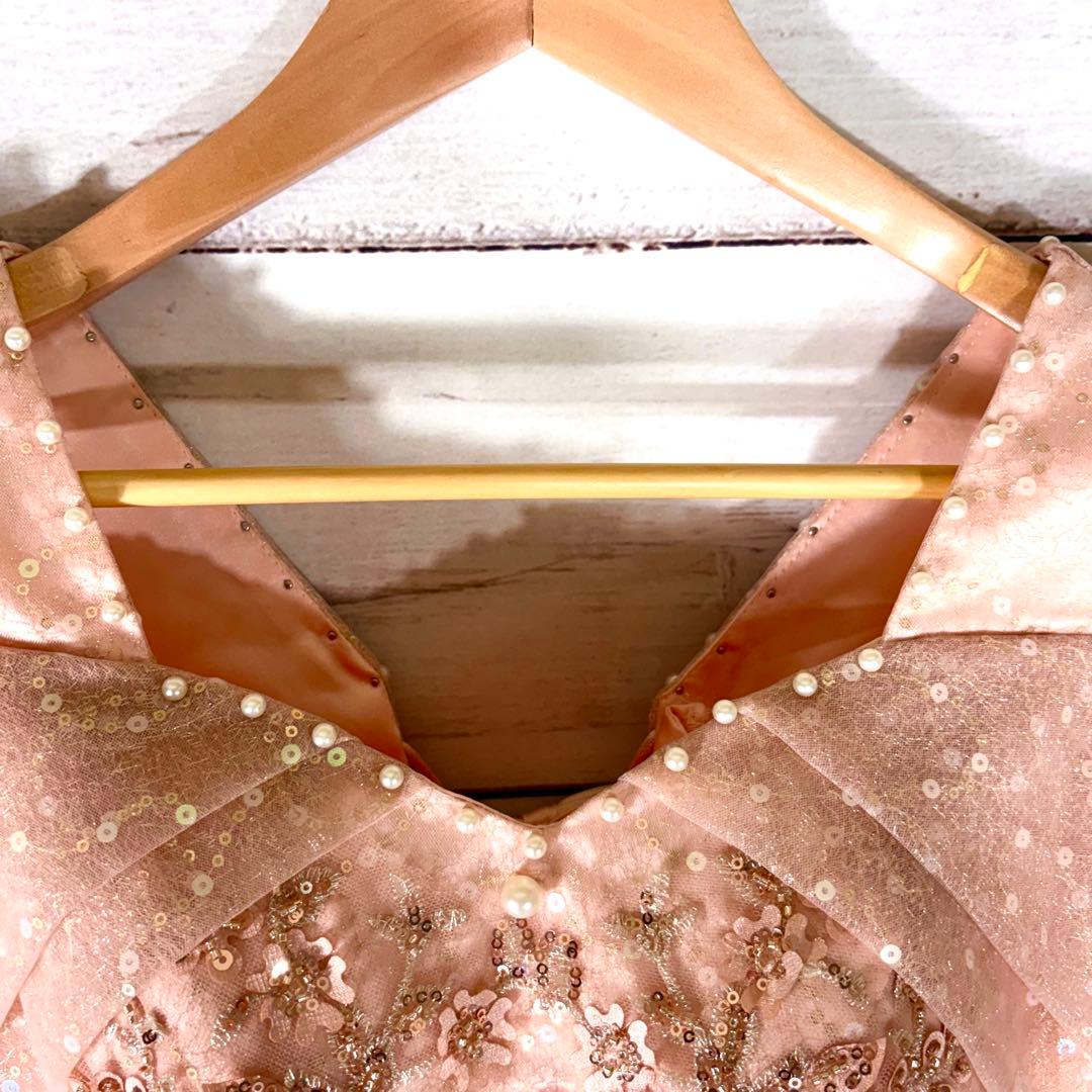 【値札付き‼️新品未使用】ピンク カラーロングドレス　発表会　二次会　演奏会　L