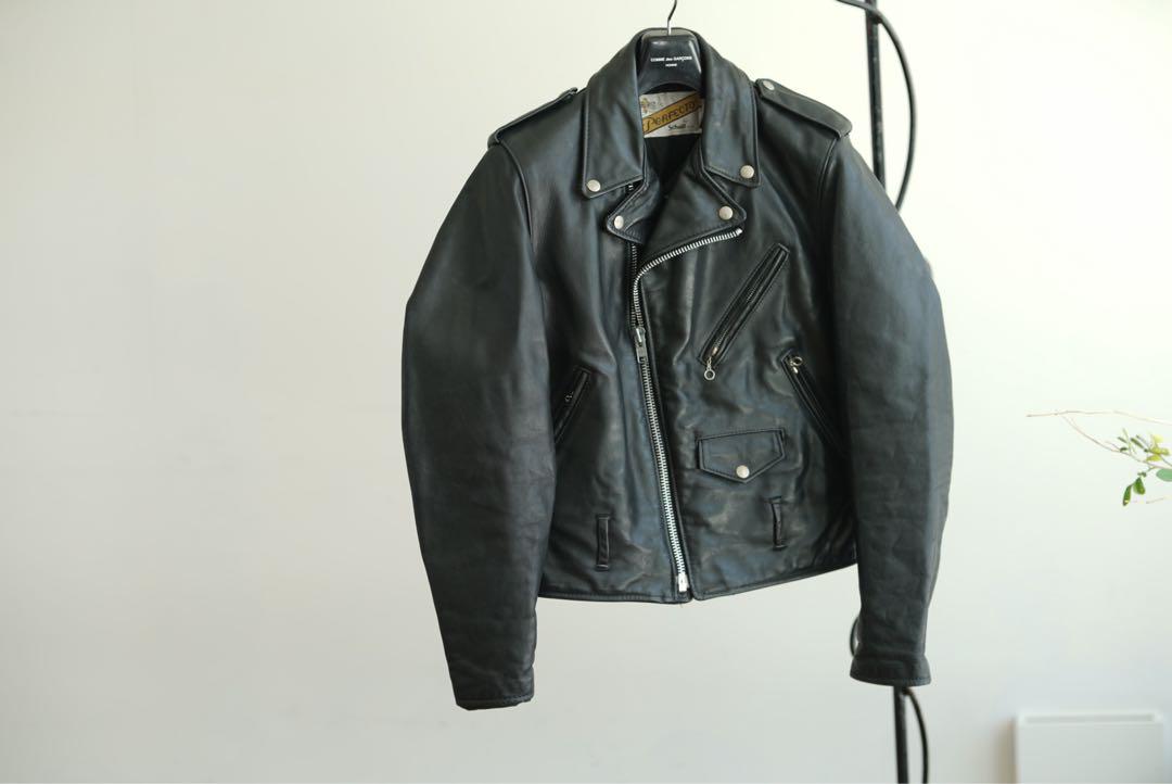 Schott ダブル ライダース レザー ジャケット 36 ブラック ショット