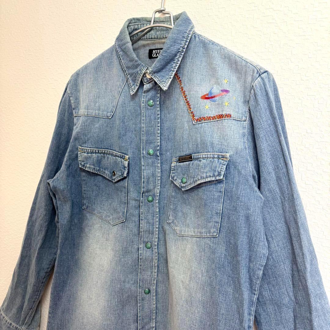 HYSTERIC GLAMOUR ヒステリックグラマー 土星長袖デニムシャツ Ｌ