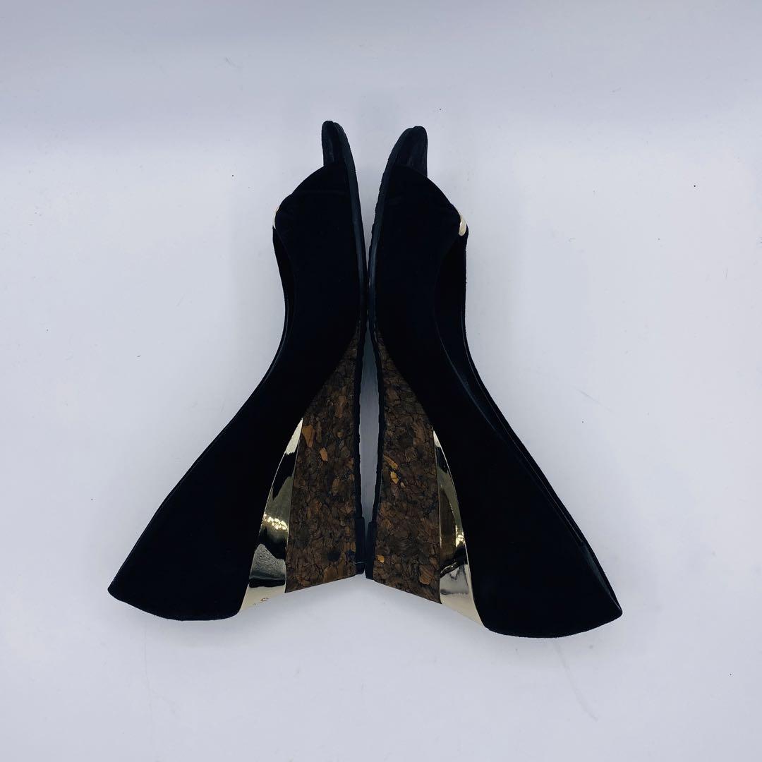 【美品】GUCCI スウェード　パンプス　コルクウェッジ　バッグロゴ