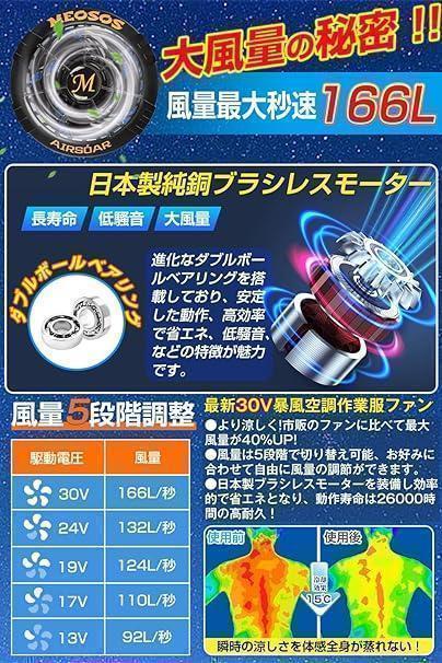 【M2638-109-80】空調作業服　長袖　ファン2個付き　30V