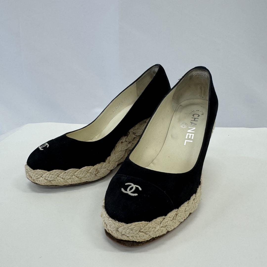 CHANEL ブラック エスパドリーユ - メルカリ