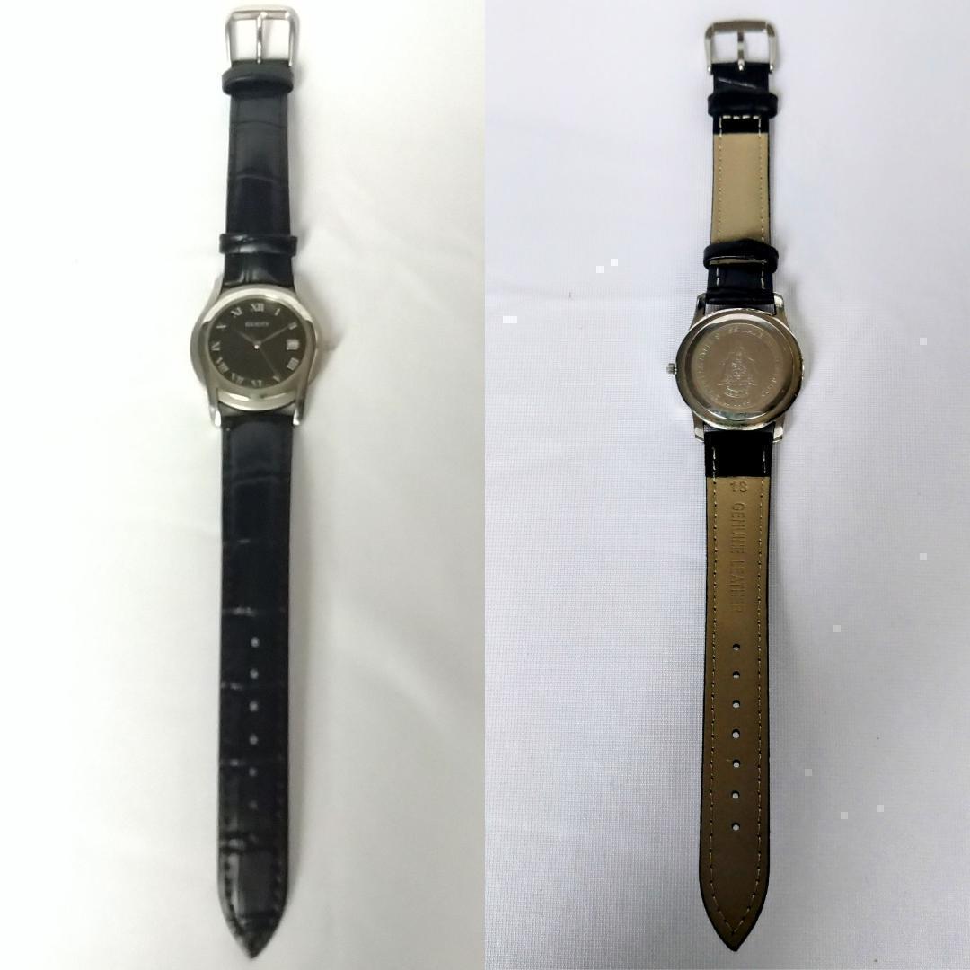 良品 GUCCIグッチ メンズ腕時計5500Mブラック＆シルバー 黒銀 イタリア