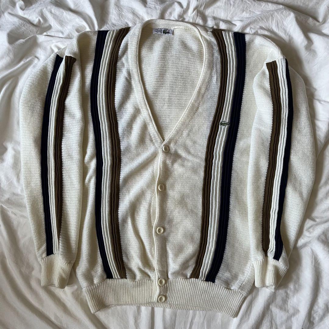 希少 90s Lacoste ラコステ　ストライプ　カーディガン ニット