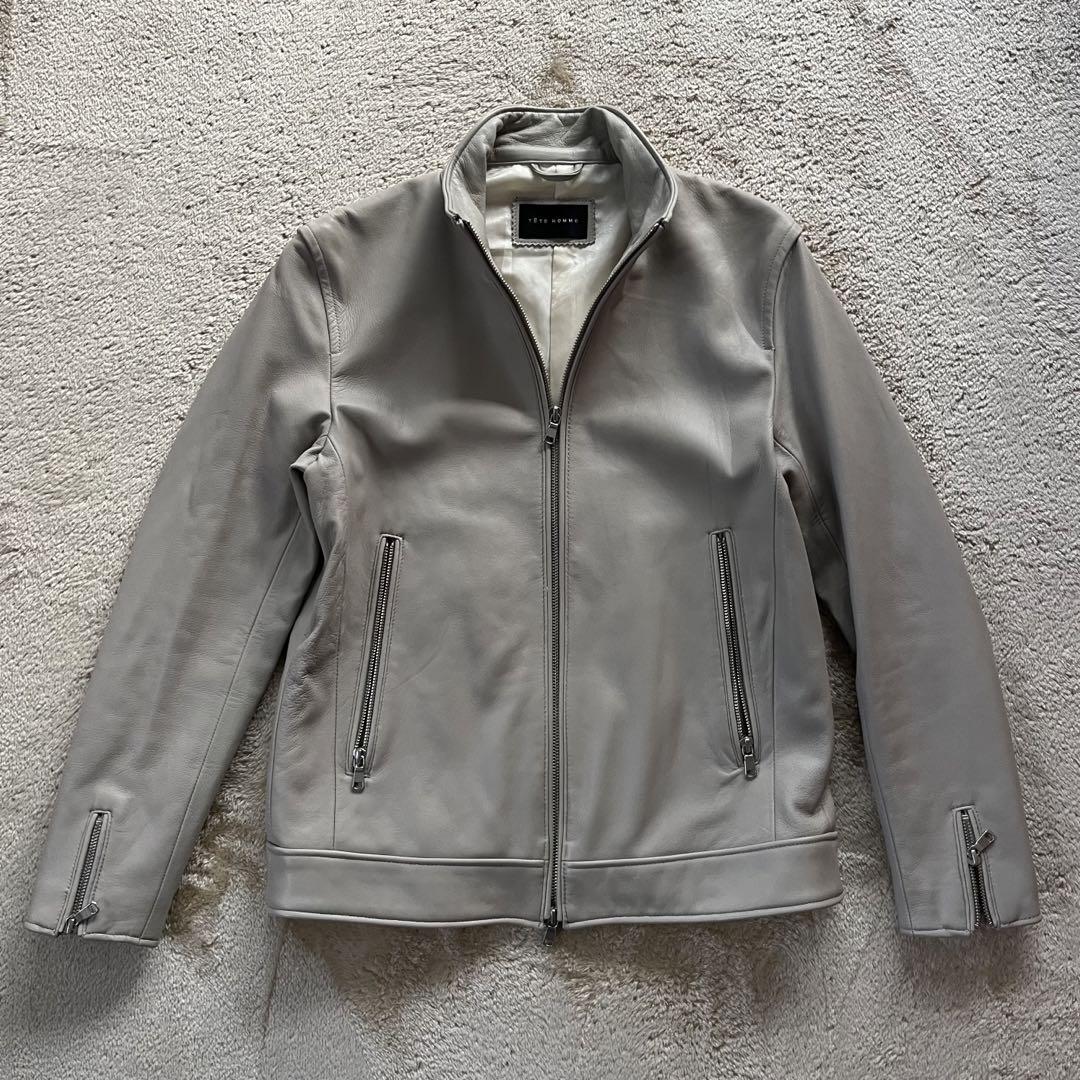Tete homme ライダースジャケット　ラムレザー　シングル　サイズM