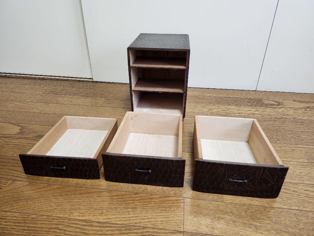 鎌倉彫 木製 3セット　引き出し 小物入れ
