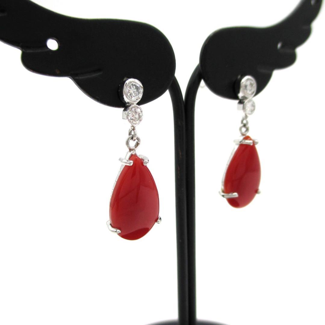 クラシック 処分レディース 在庫 - 1907235 ピアス 1.83ct＊1.54ct 赤珊瑚 Pt900 アクセサリー