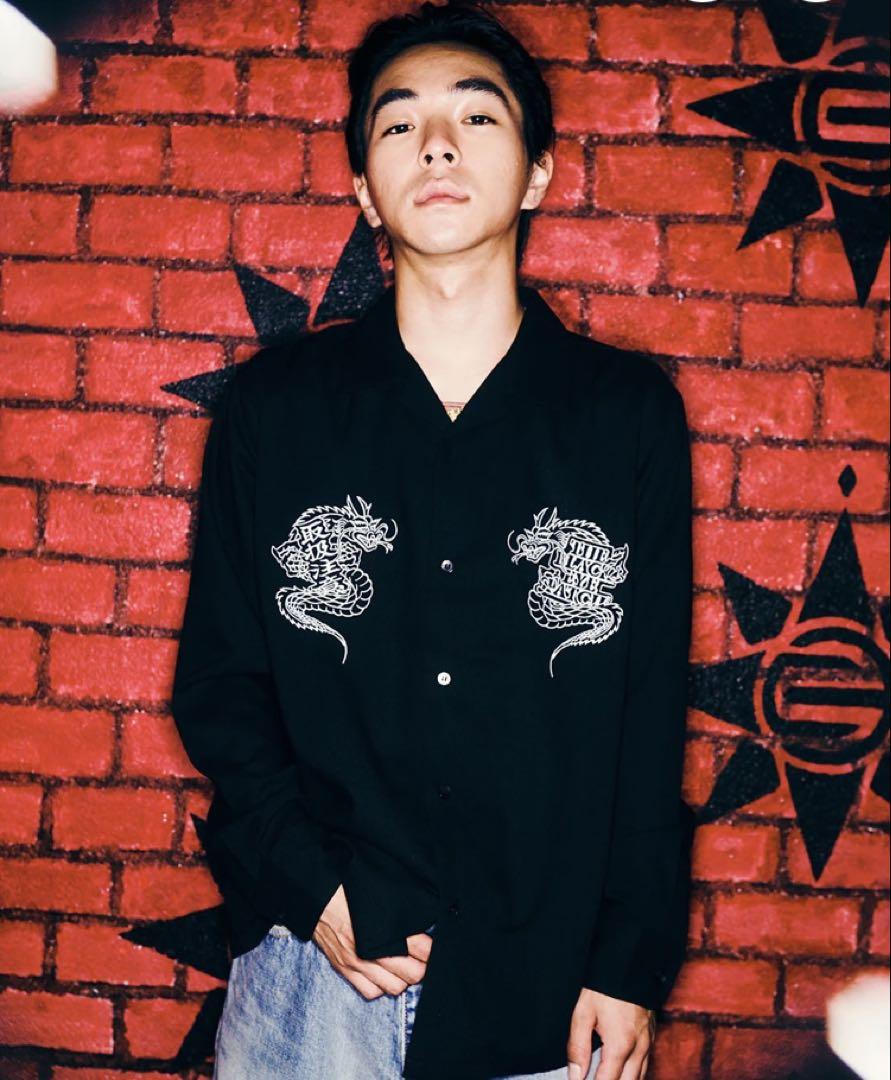 ブラックアイパッチ　 DRAGONS L/S LINEN SHIRT BLACKトップス