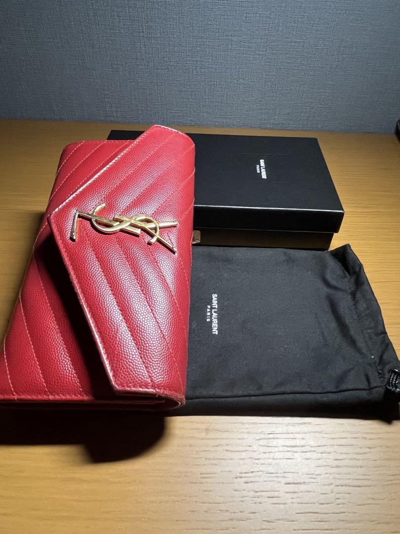 イヴ・サンローラン 長財布 レッド