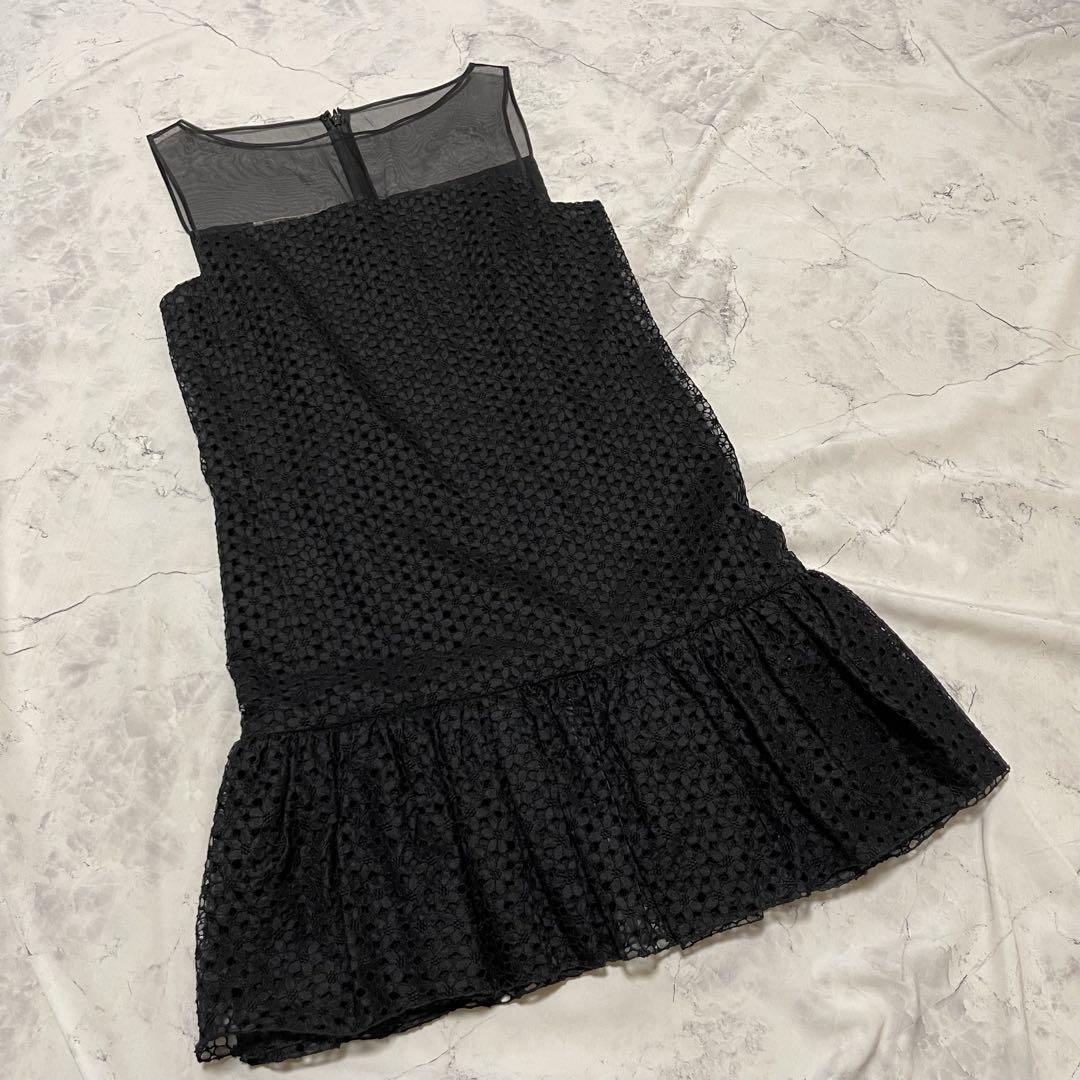 【美品】ジャンバディスタヴァリ 黒 フリル 膝丈 ワンピース