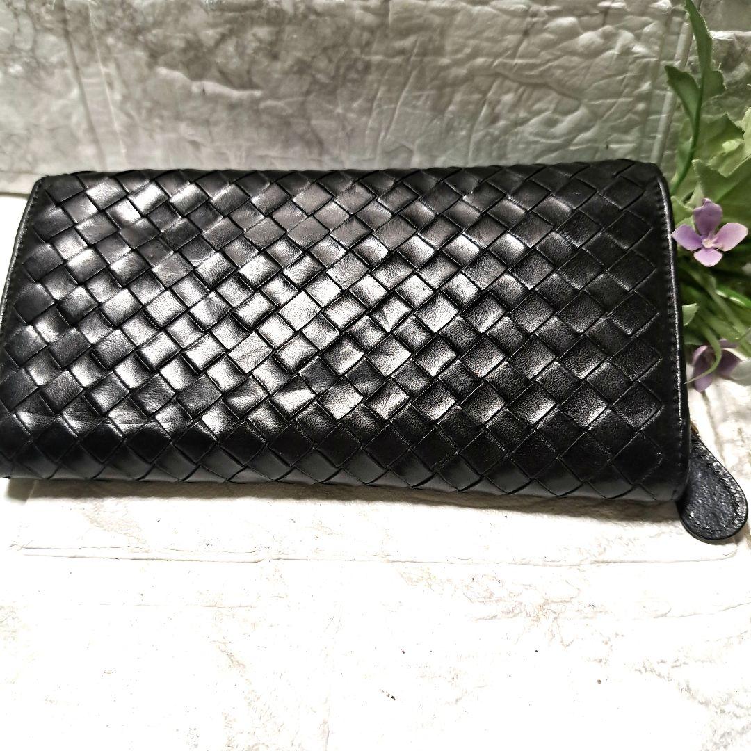 ✨️美品✨️人気✨️ボッテガヴェネタ　長財布　イントレチャート　レザー黒