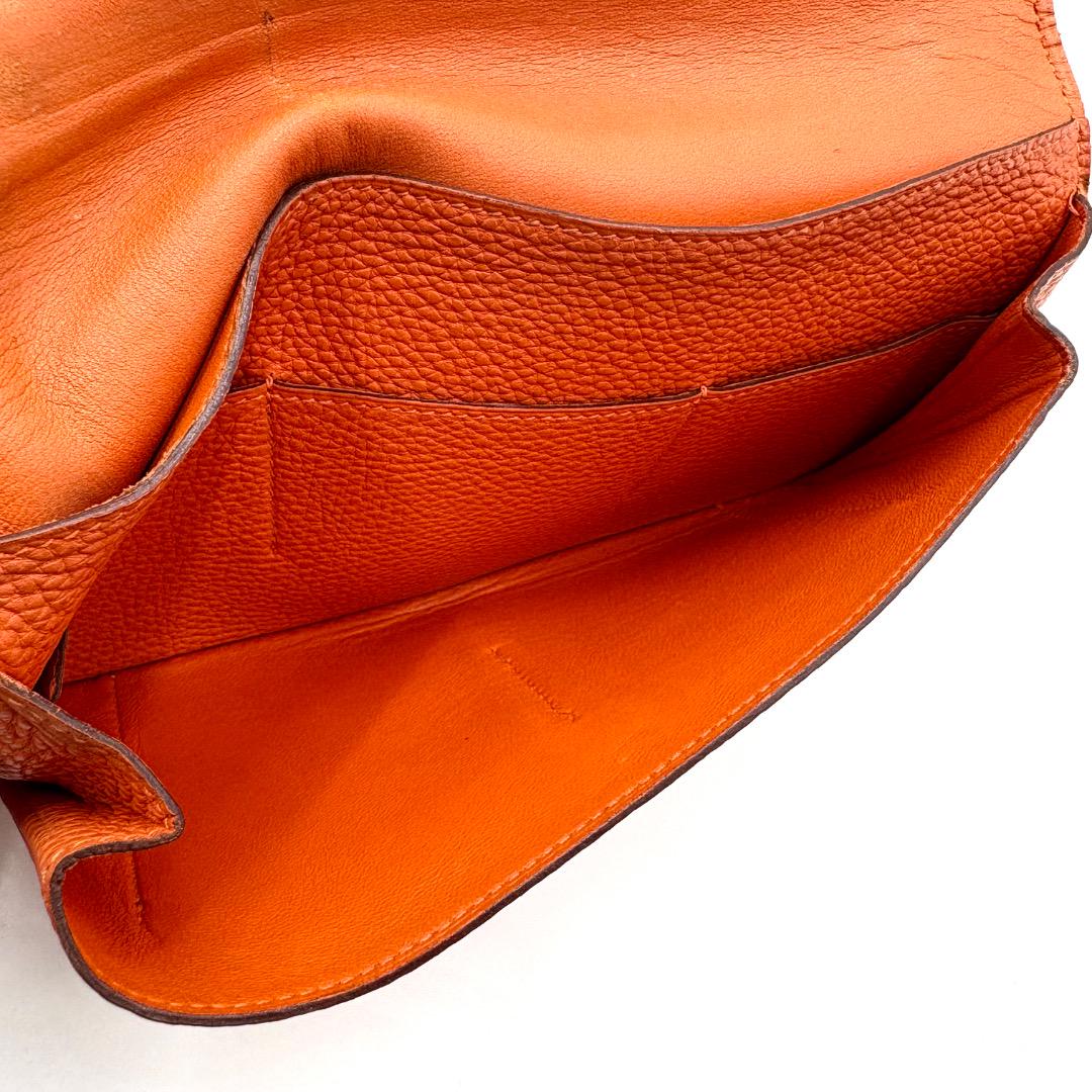 HERMES エルメス ドゴンドュオ GM 折り財布 オレンジ