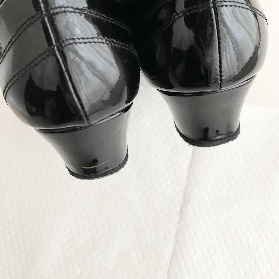 美品 Ads メンズ 社交ダンスシューズ 25cm エナメル ヒール4.5cm