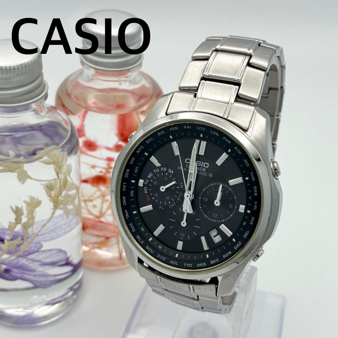 CASIO LINEAGE 電波ソーラークロノグラフ 稼働 CASIO LINEAGE メンズ腕時計 カシオ 電波ソーラー クロノ