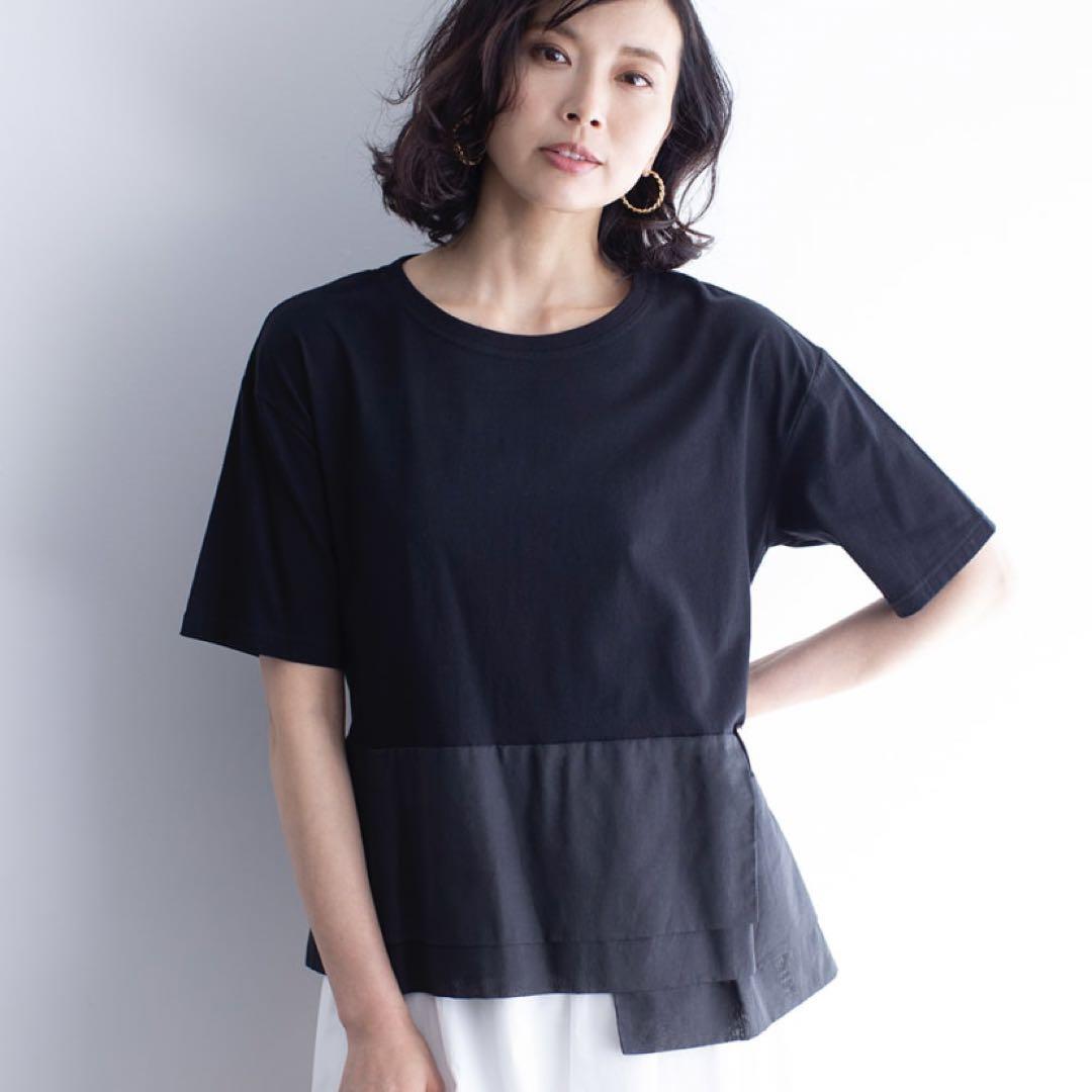新品タグ付き　裾ラップデザイン コットン Ｔシャツ
