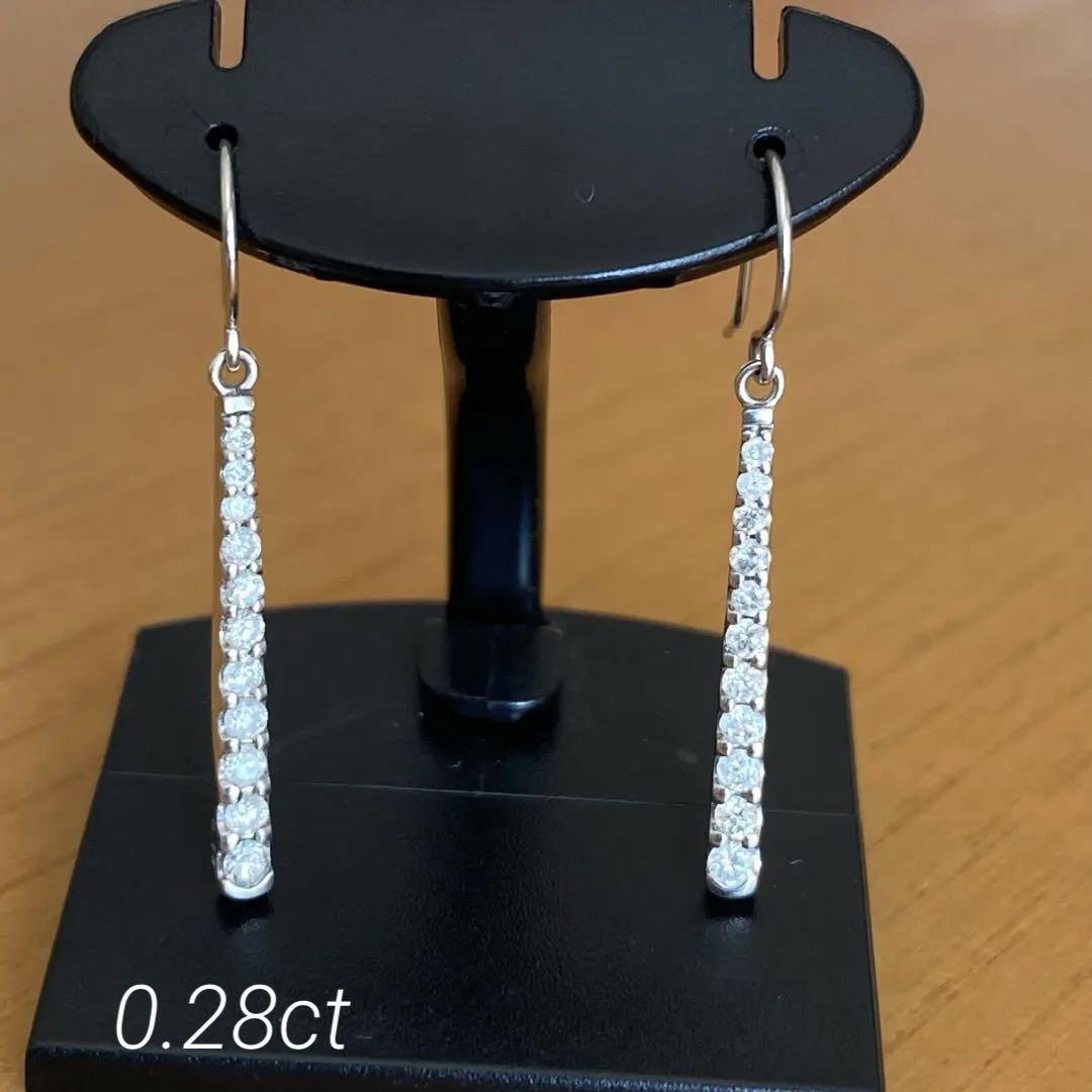 K10WG 0.28ct スイングバー フックピアス