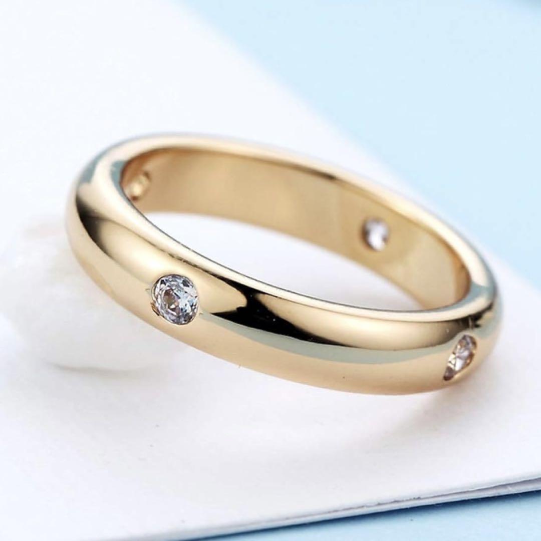18K pink gold コーティング指輪 レディース 4粒スワロフスキー