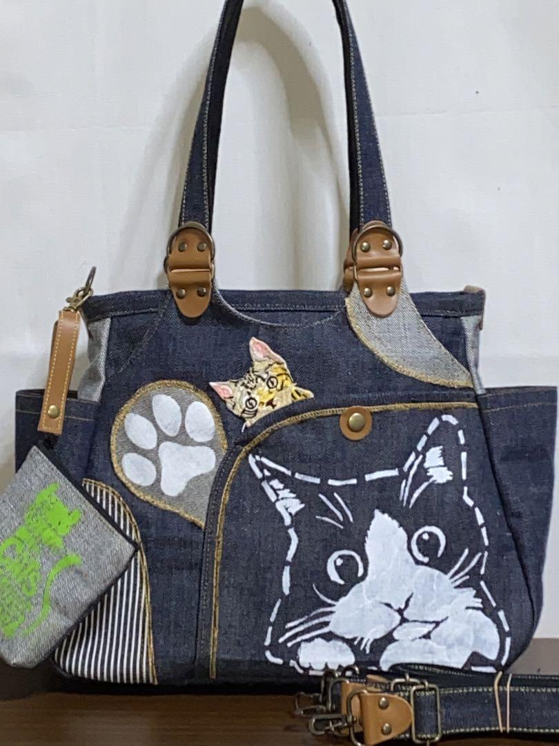 ☆岡山デニム☆悪ネコ☆両面遣い☆リュック対応☆4wayあおり
