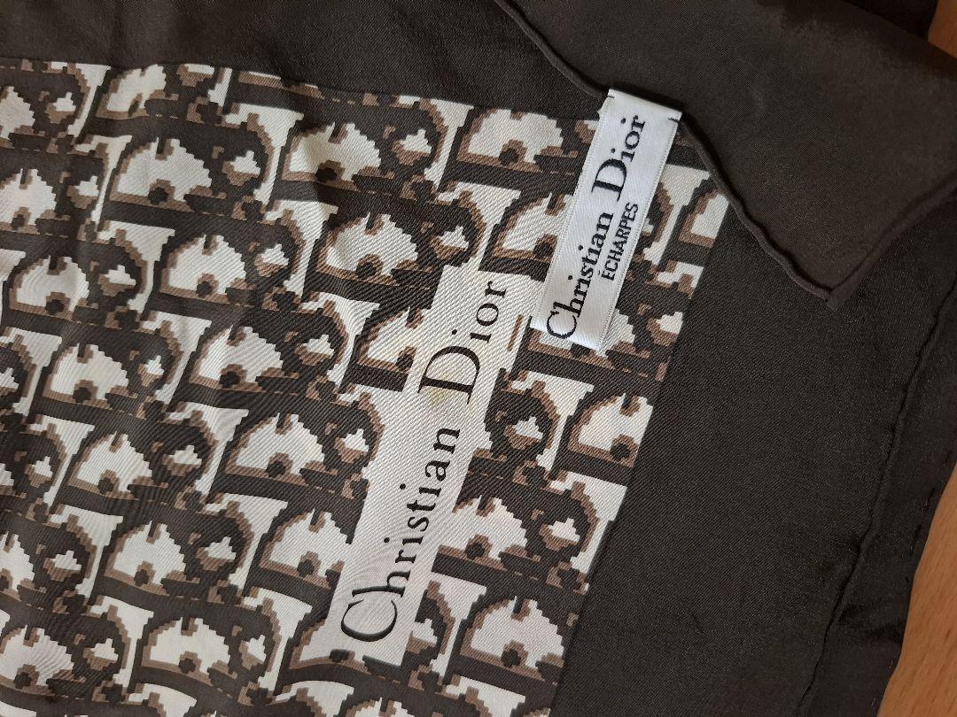 Christian Dior シルクスカーフ 大判 ブラウン