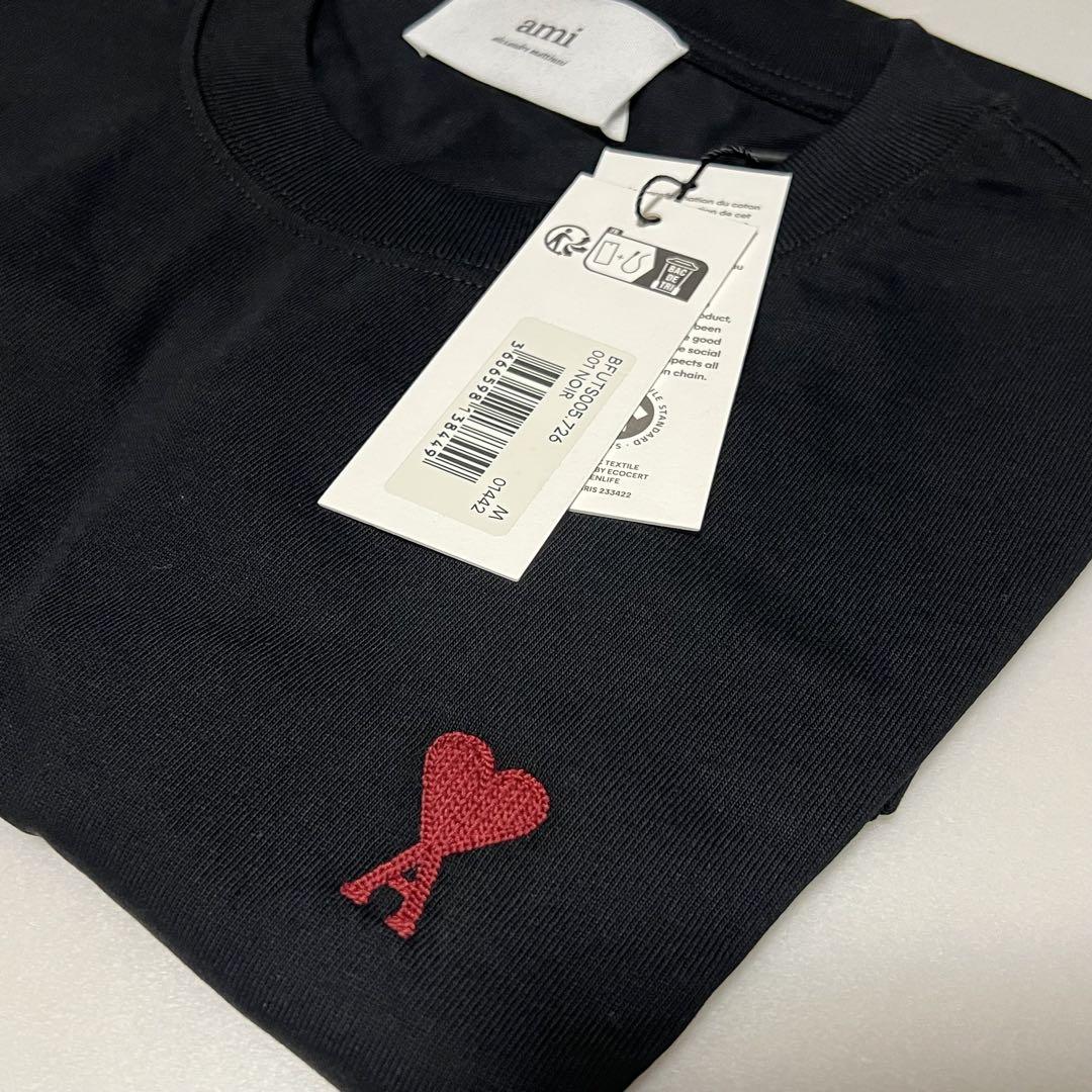 正規品 ami ハートロゴ刺繍半袖Tシャツ カットソー ☆AMI☆刺繍ロゴhalf t-shirts (KOREA EXCLUSIVE) (AMI PARIS/T