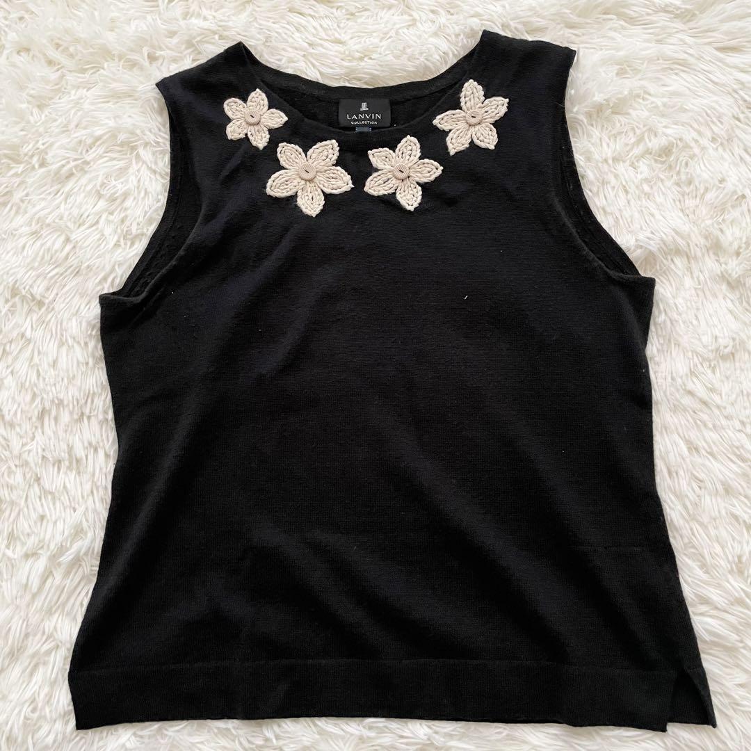 LANVIN COLLECTION カーディガン 花柄 刺繍 40表記 - メルカリ