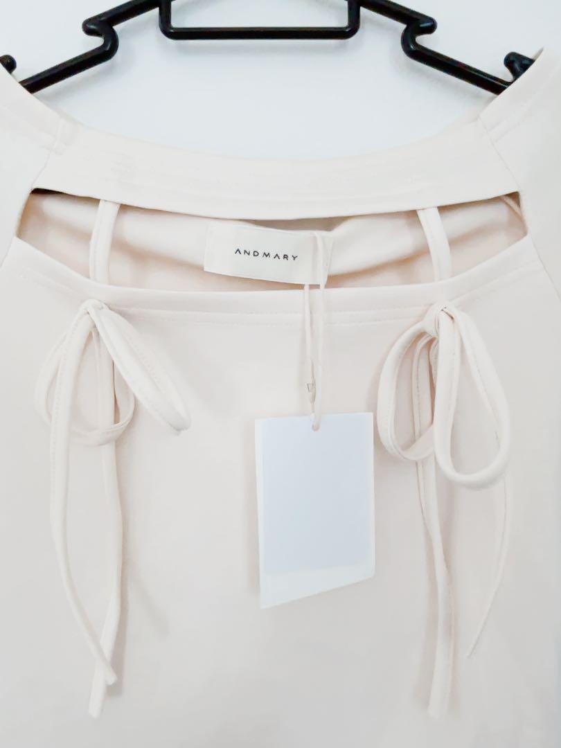 andmary アンドマリー Bebe ribbon tops ベージュ