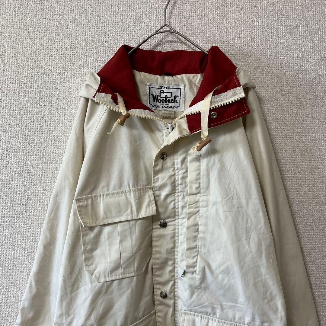 Wool ruch 白 赤 USA製 マウンテンパーカー S アウトドア Wool ruch 白 赤 USA製 マウンテンパーカー S アウトドア
