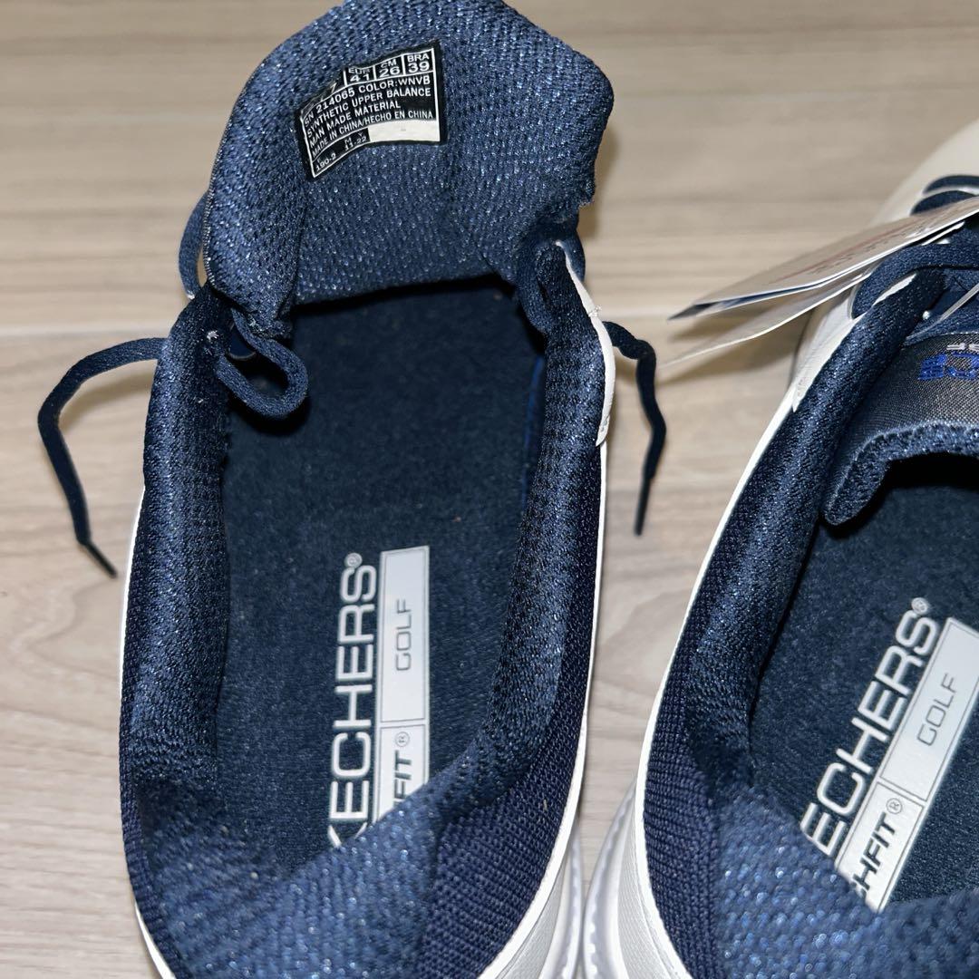 コリアグランドセール 2025 Skechers ホワイト/ネイビー Elite5防水軽量シューズ GoGolf シューズ(男性用)