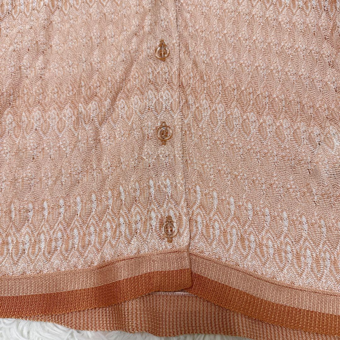MISSONI オレンジタグ 総柄 Vネックカーディガン 長袖 薄手 40
