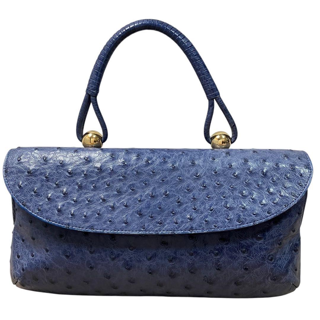 濱野 ハマノ ハンドバッグ オーストリッチ レザー ゴールド金具 王室御用達 濱野 ハマノ ハンドバッグ オーストリッチ レザー ゴールド金具 王室御用達