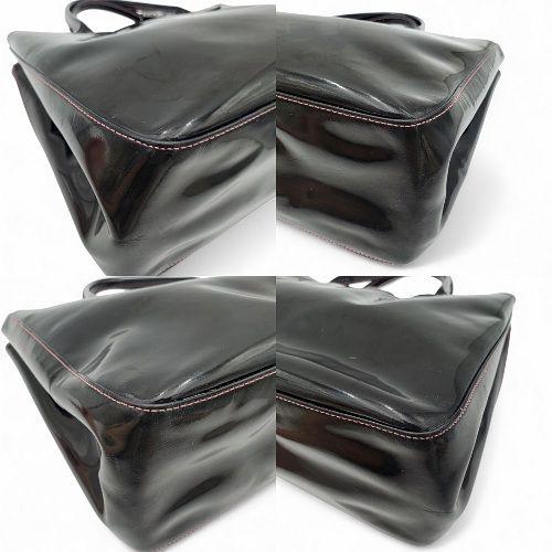 美品 LONGCHAMPトートバッグ ロゾ パテントレザー 黒 エナメル A4 LONGCHAMP トートバッグ ロゾ パテントレザー A4可 エナメル 黒