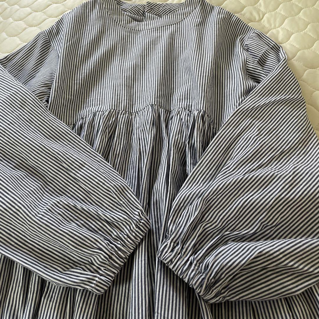 23SS美品】BEARDSLEY 先染めギャザーチュニックワンピース