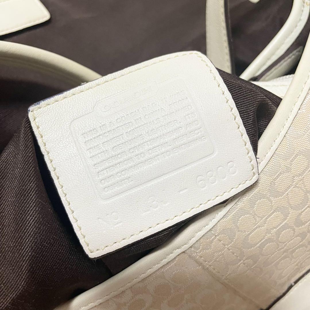 COACH コーチ 6808 ホワイト シグネチャー レザー キャンバス バッグ