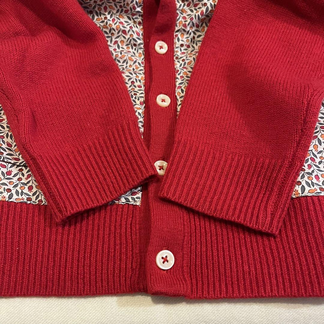 美品 BEAMS BOY ビームスボーイ リバティパッチカーディガン 赤