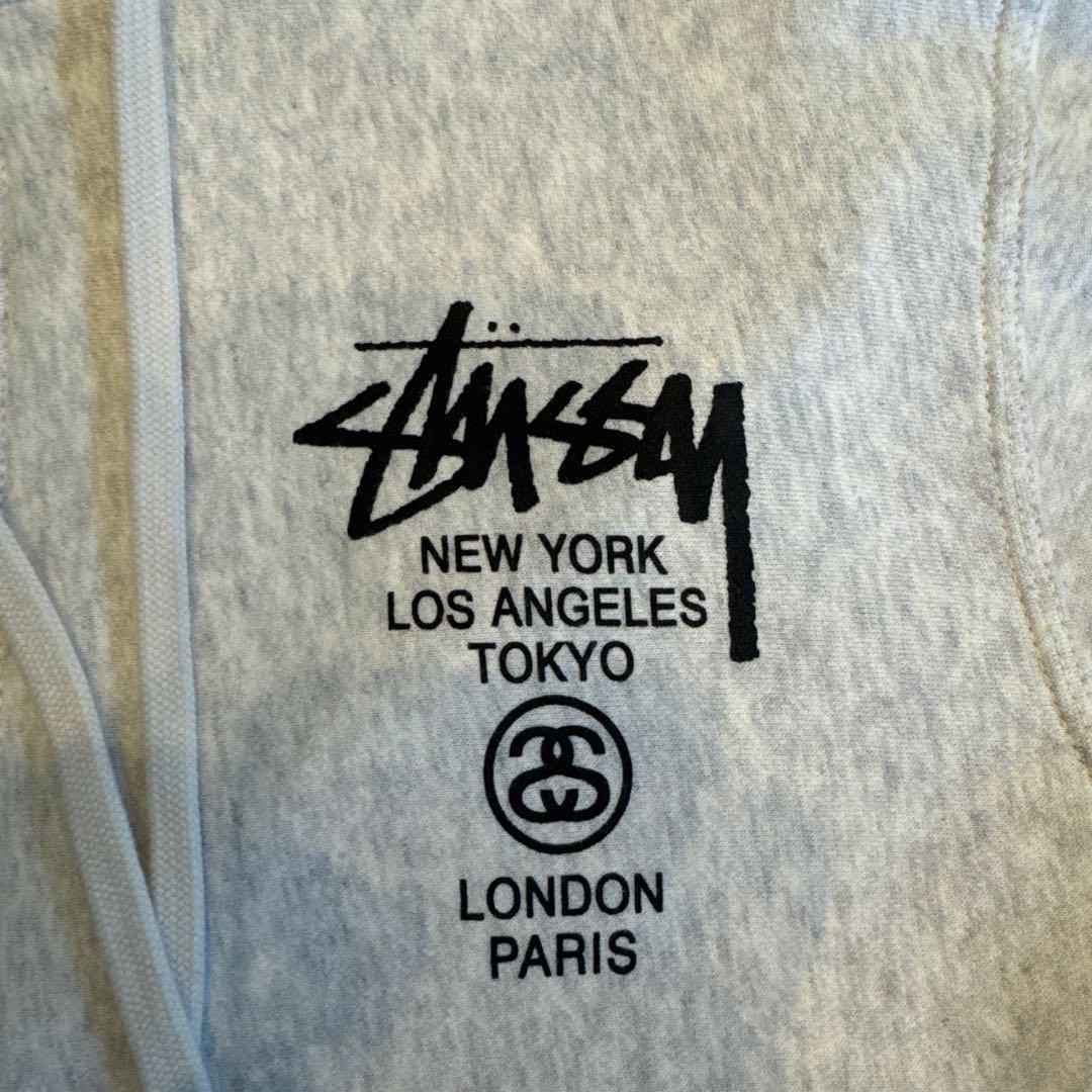 STUSSY グレー ジップアップパーカー S