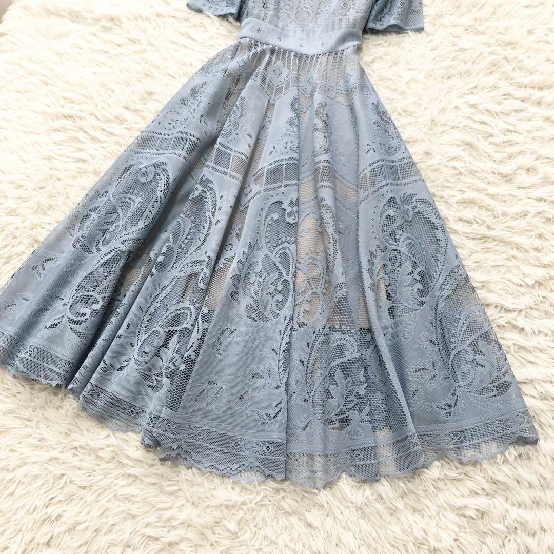 未使用級✨フレイアイディー サーキュラーレースドレス　バックリボン　ブルー　1