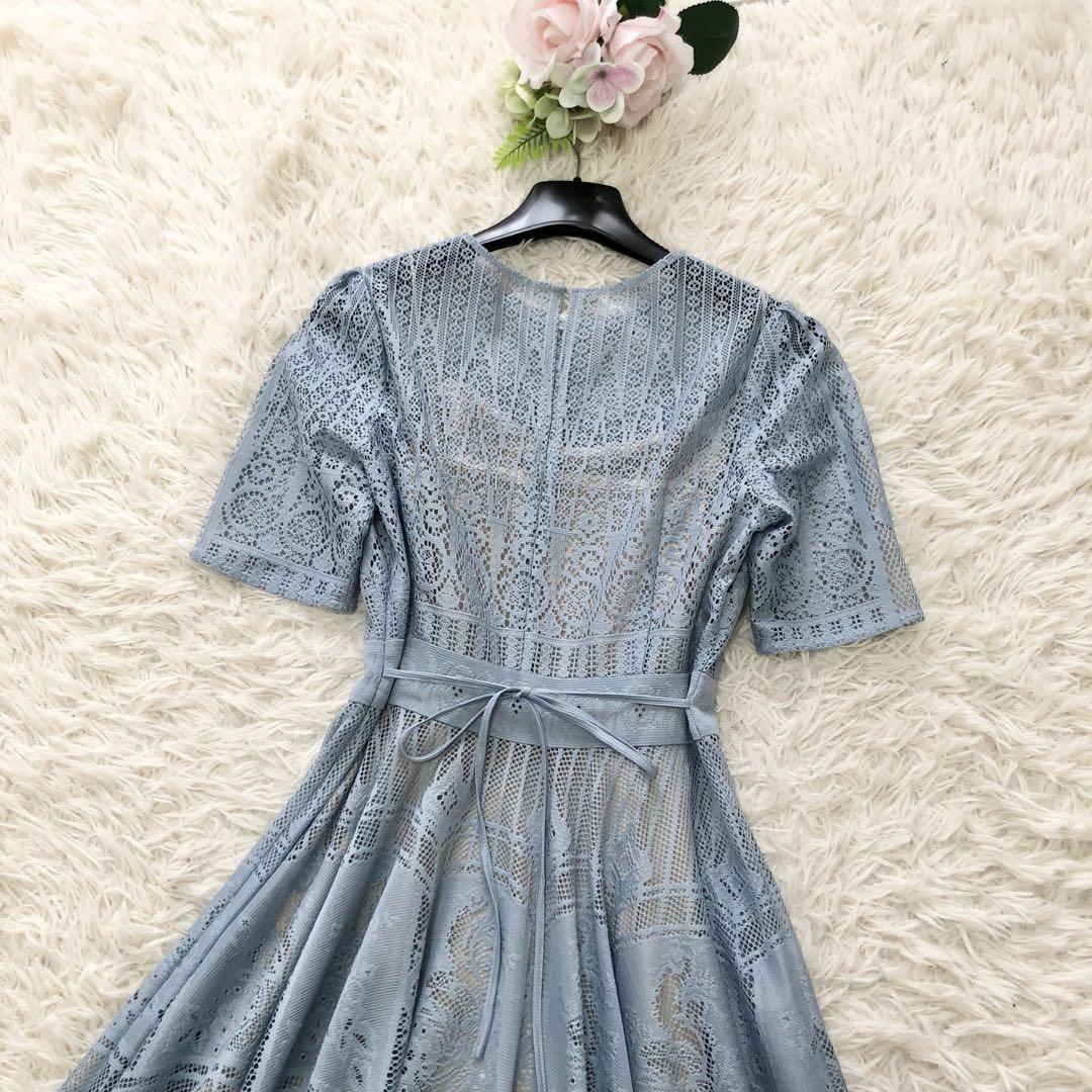 未使用級✨フレイアイディー サーキュラーレースドレス　バックリボン　ブルー　1