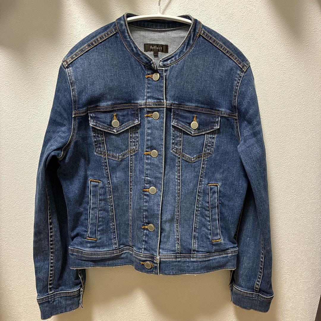 リフレクト　デニムジャケット　ノーカラー