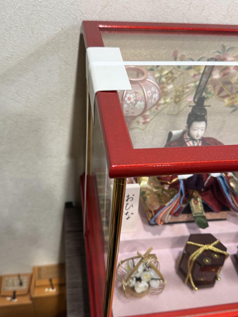【送料込み】美品★ お雛様　雛人形　渡辺人形　木製　桃の節句　ガラスケース