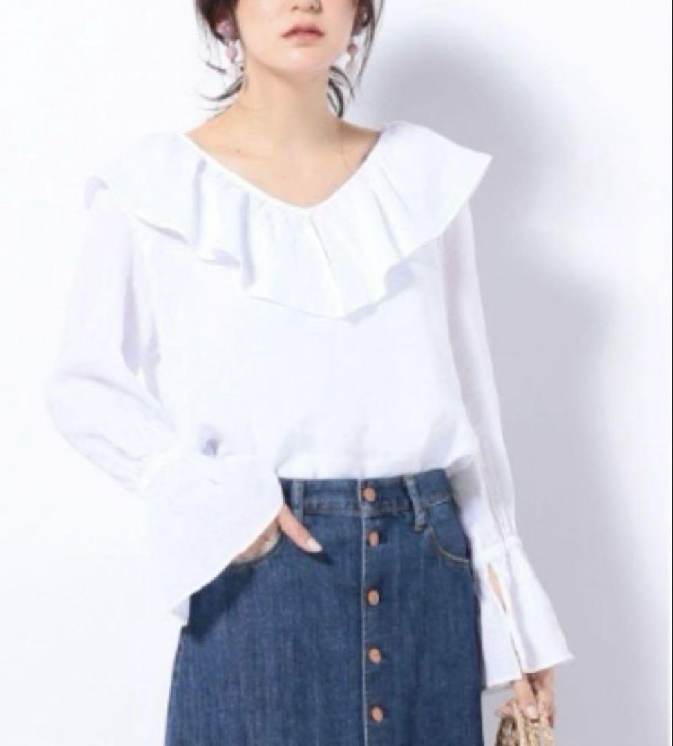 未使用タグ付き✨23区 リベコ ラッフルドカラー ブラウス リネン