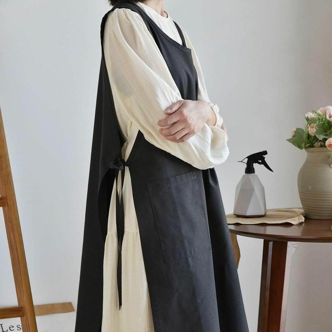 北欧風動きやすい グレー シンプル スリット キッチン 撥水 2WAY