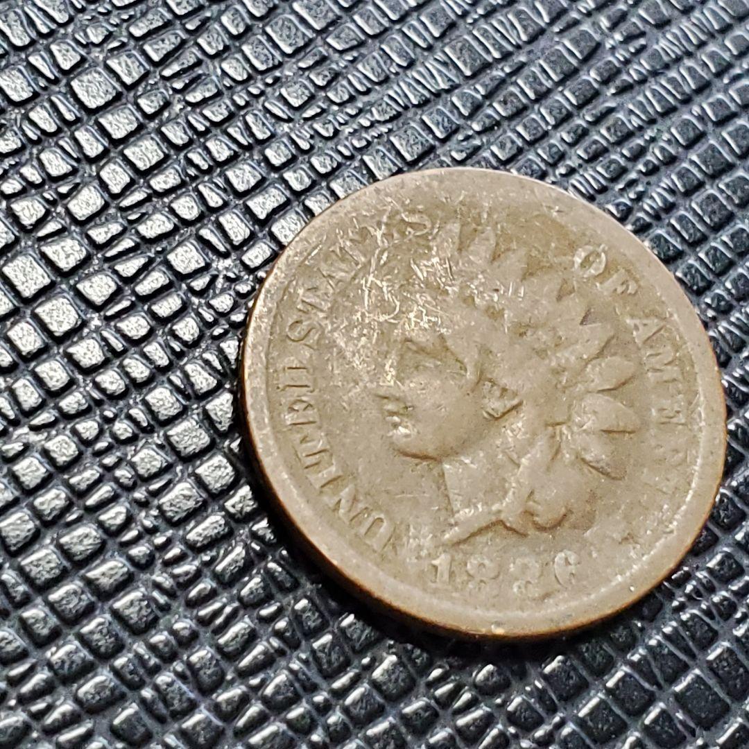 943.　貴重　1886年　アメリカ　インディアン　ヘッド　セント　コイン